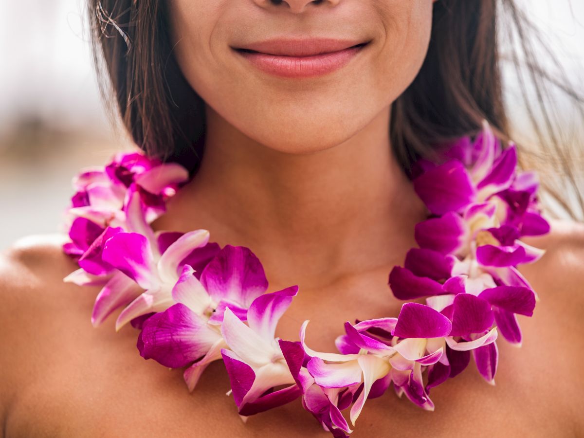 A person wearing a Hawaiian Lei.